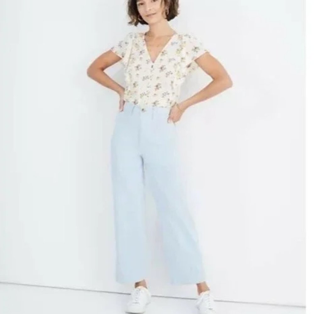 Madewell Emmett Wide Leg High Waisted Crop Pant Sz 29 l8431 jeans blue speckle